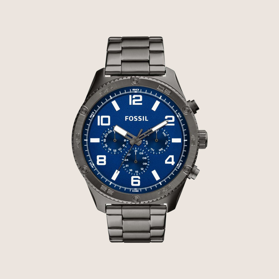 Fossil Mens Brox Blue Dial Gunmetal Watch BQ2798