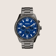 Fossil Mens Brox Blue Dial Gunmetal Watch BQ2798