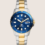 Fossil Men's Blue Dive Blue Dial Two-Tone Bracelet Watch FS6034