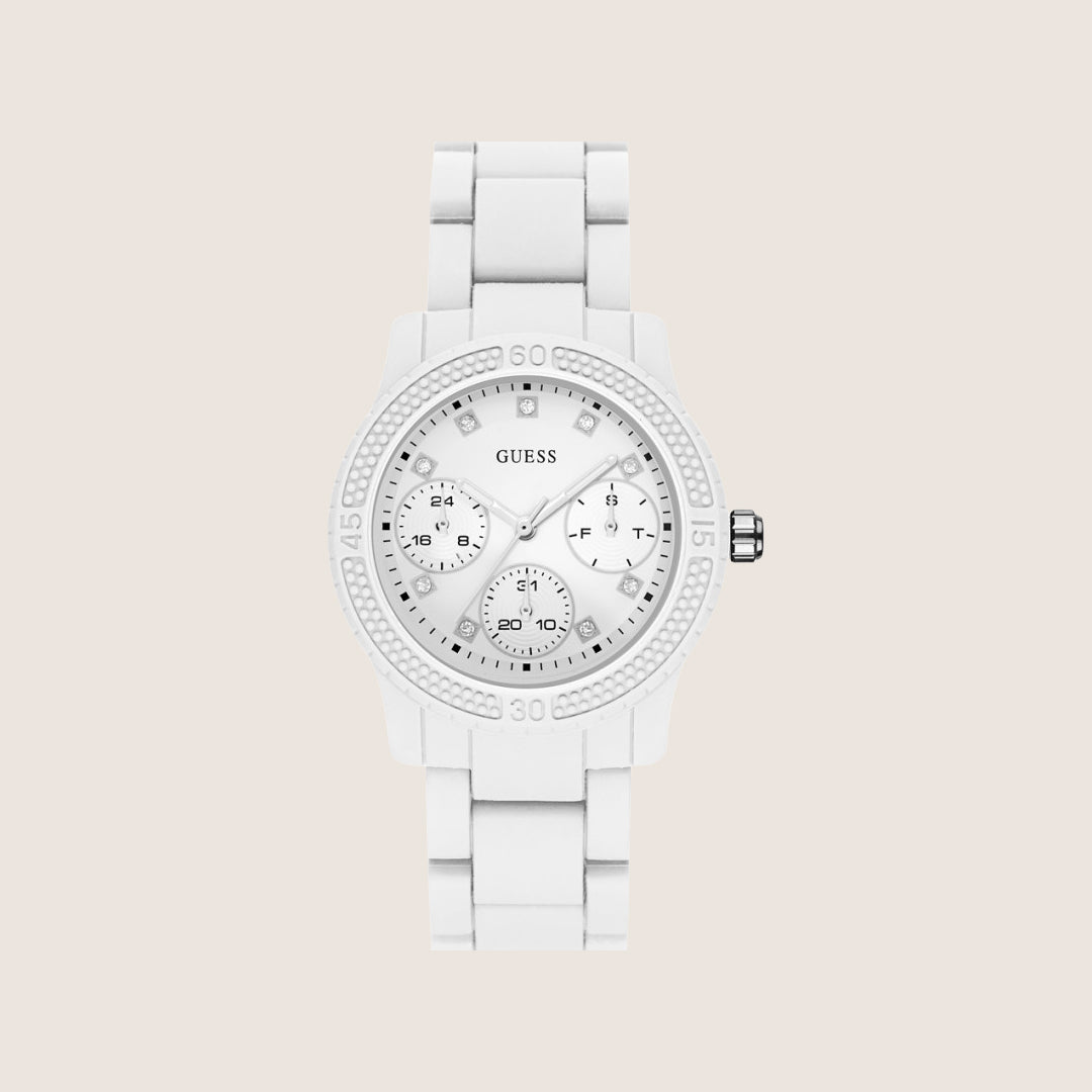Guess Women's Funfetti Watch Crystals-Set White Dial W0944L1