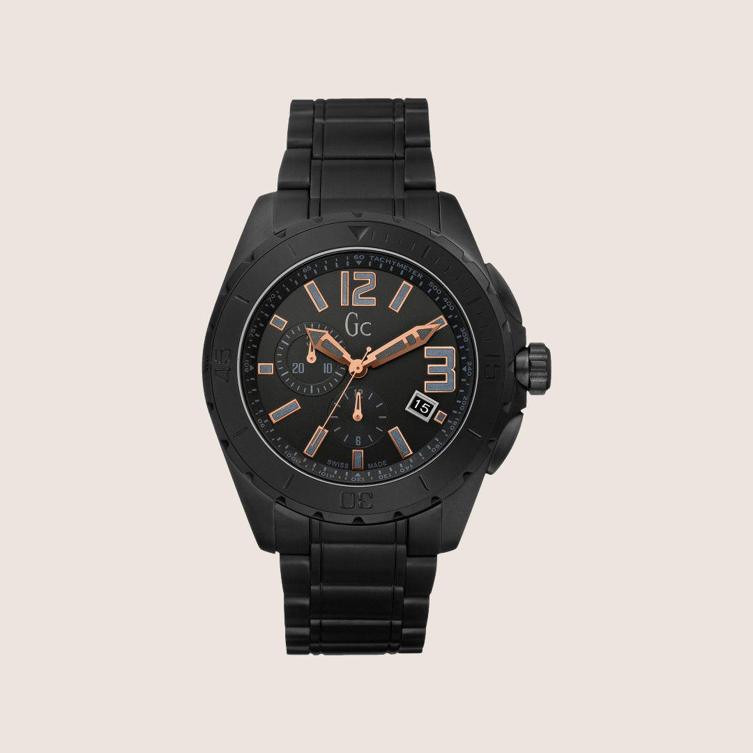 GC Men's Analogue Black Dial Black Ceramic Bracelet Watch X76009G2S
