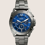 Fossil Men's Privateer Blue Dial Gunmetal Bracelet Watch BQ2816