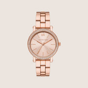 Michael Kors Women's Corey Clear Stone-Set Rose Gold Dial Watch MK7548
