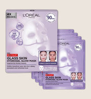 L'Oréal Paris Revitalift Glass Skin Hydrogel Glow Mask 4x, Korean Skincare Inspired Face Masks