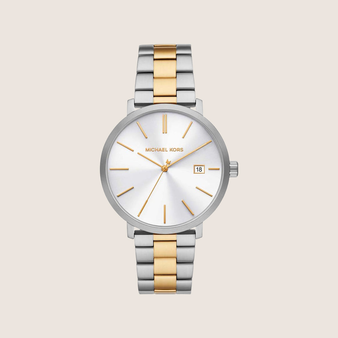 Michael Kors Men's Blake Silver Dial Two-Tone Stainless Steel Bracelet Watch MK9134