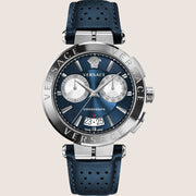 Versace Mens Aion Watch Blue Leather Chronograph VE1D02223