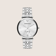 Emporio Armani Men's Watch Silver Dial Silver Steel Bracelet Long-Lasting AR1819