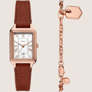 Fossil Raquel Brown Leather Bracelet Gift Set Watch ES5377SET
