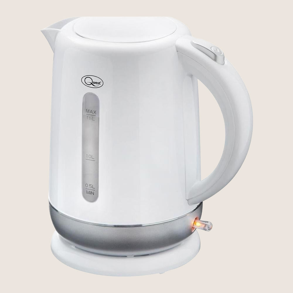QUEST 39919 Jug Kettle with Two-Tone Finish 1.7L - White & Silver