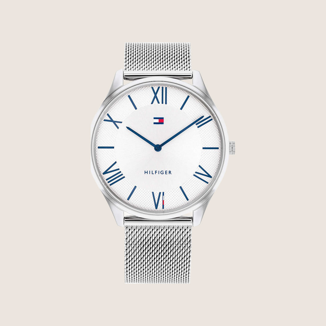 Tommy Hilfiger Men's Becker Watch White Dial Roman Numeral Bracelet 1710512