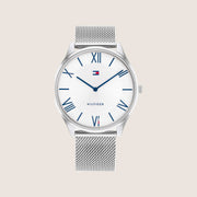 Tommy Hilfiger Men's Becker Watch White Dial Roman Numeral Bracelet 1710512