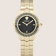 Versace Ladies Watch Gold Bracelet Black Dial Petite Case VEUCA0824
