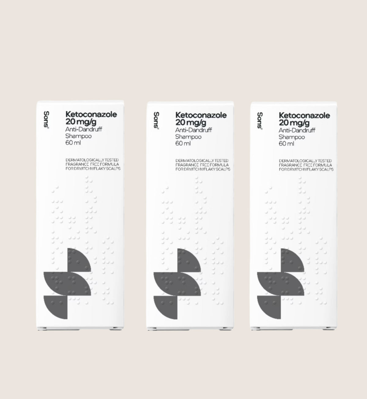 Sons Ketoconazole 20mg/g Anti-Dandruff Shampoo Bundle 3 Pack 3 x 60ml