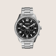 Fossil Mens Brox Black Dial Steel Watch BQ2797