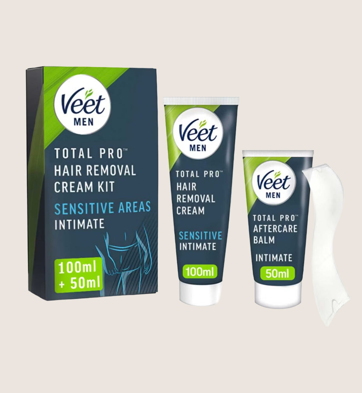 Veet Men Total Pro Intimate Hair Removal Cream Kit Cream + Aftercare Balm