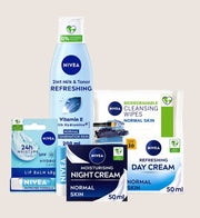 NIVEA Cleansing Regime Bundle Lip Balm, Night Cream, Cream, Cleanser & Wipes Set
