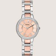 Fossil Virginia Two Tone Crystal Steel Bracelet Watch ES3405