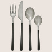 IKEA LÖFTESRIK 24-piece cutlery set, black/stainless steel satin, Stainless steel, Metallized