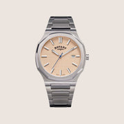 Rotary Mens Heritage Beige Dial Octagon Silver Bracelet Watch RGB10019-31