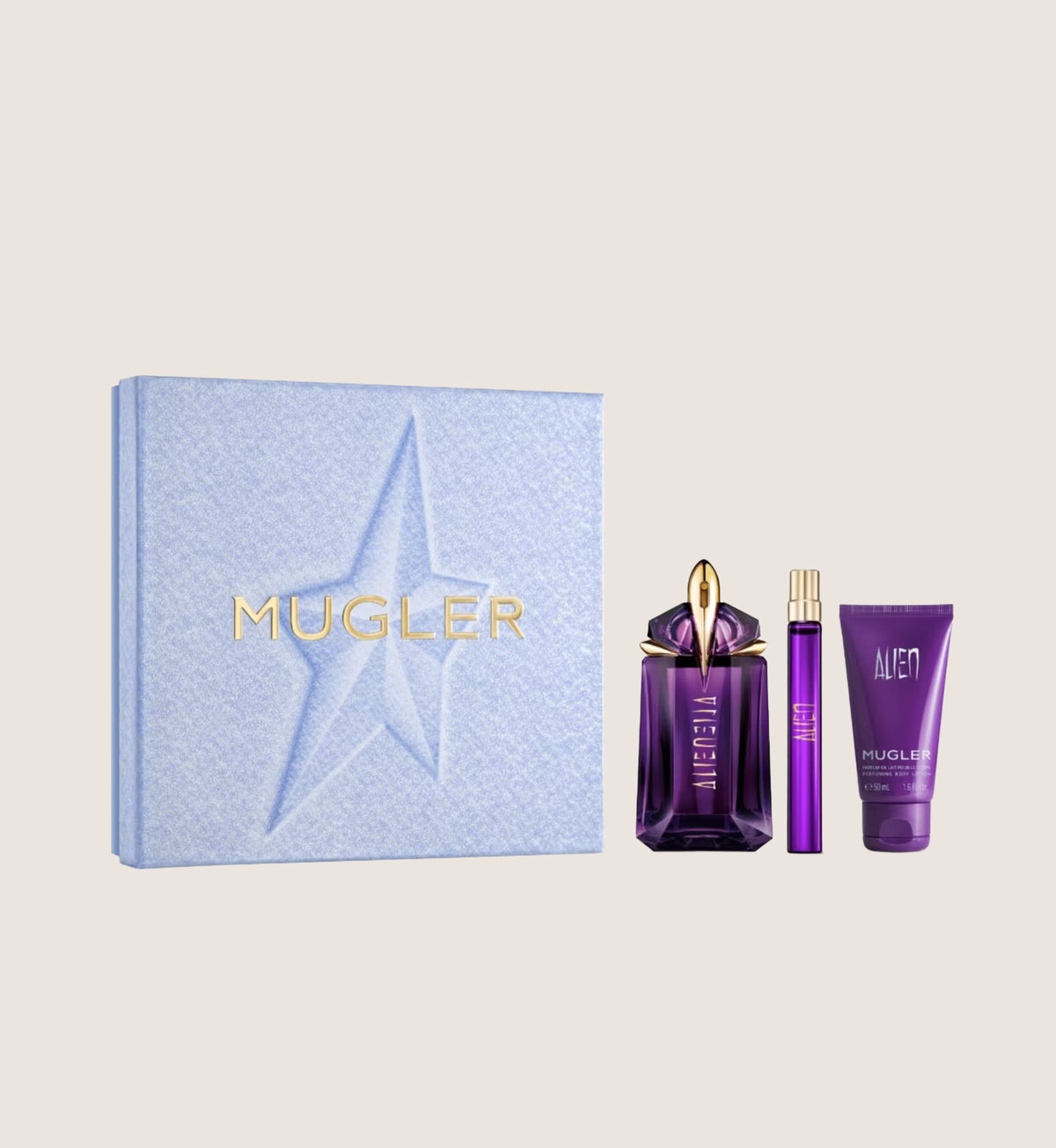 Mugler Holiday Gift Set - Alien Eau de Parfum 60ml, Alien Eau de Parfum 10ml, Alien Body Lotion 50ml Fragrance Gift Set For Her