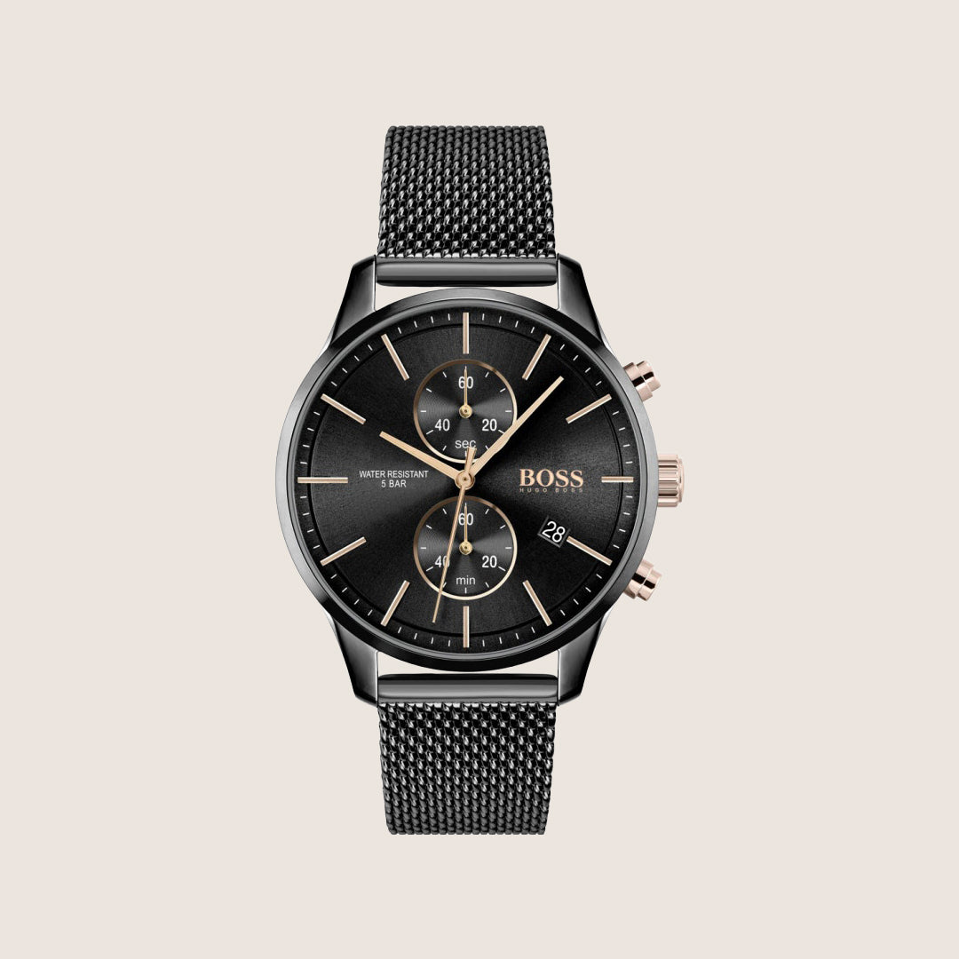 BOSS Men's Chronograph All-Black Stainless Steel Bracelet Watch 1513811