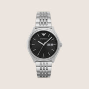 Emporio Armani Men's Dress Watch Silver Steel Bracelet Day-Date Complication AR1977