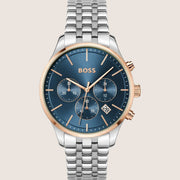 BOSS Men's Chronograph Blue Dial Silver Steel Bracelet Watch 1514158