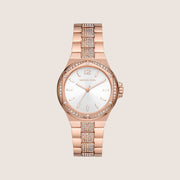 Michael Kors Women's Lennox Clear Stone-Set White Dial Watch MK7362