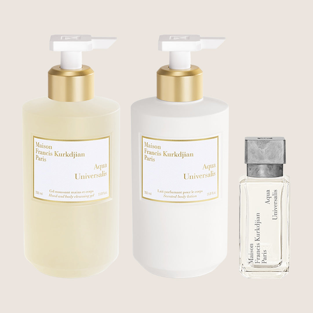 Maison Francis Kurkdjian Unisex Aqua Universalis Cleansing Gel, Body Lotion and Eau de Toilette Clean Complete Trio Set