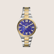 Fossil Women's Scarlette Two-Tone Blue Dial Bracelet Analogue Watch ES5332