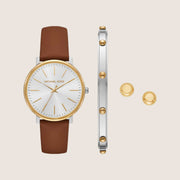 Michael Kors Women's Pyper White Dial Two Tone Case Watch MK4897SET