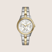 Fossil Women's Brynn Two-Tone Crystal Bracelet Day/Date Analogue Watch BQ3995