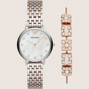 Emporio Armani Dress Two-Tone Crystal-Set Watch & Rose Gold Bracelet Gift Set AR80016