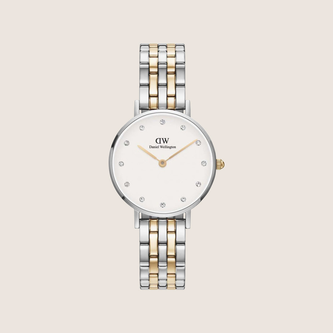 Daniel Wellington Women's Petite Link Silver Crystal White Dial Watch DW00100616