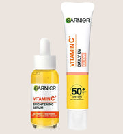 Garnier Vitamin C Serum 30ml & Vitamin C Daily UV Fluid SPF50+ Glow 40ml Duo Serum & Sun Cream Set