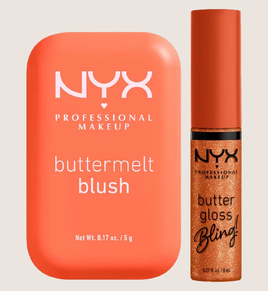 NYX Professional Makeup Buttermelt Blush Sooner the Butta 03 & Buttergloss Bling Pricey Lip Gloss Duo Lip Gloss & Blush Set