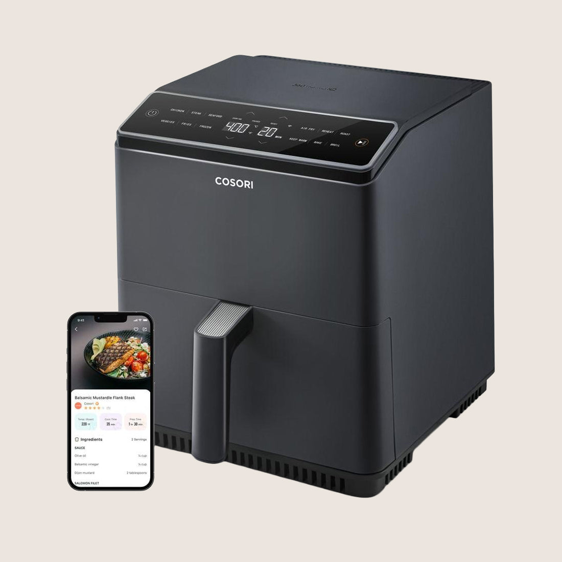 COSORI Dual Blaze Smart Air Fryer with App Control 6.4L - Dark Grey