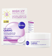 NIVEA Caring Day Face Cream with Natural Argan Oil + Hyaluronic Acid SPF30 50ml