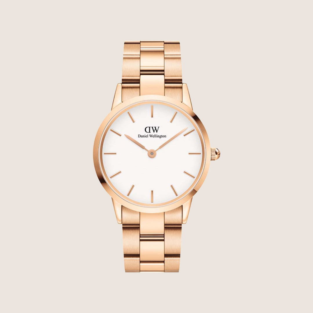 Daniel Wellington Women's Iconic Link Rose Gold White Dial Watch DW00100209