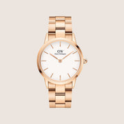 Daniel Wellington Women's Iconic Link Rose Gold White Dial Watch DW00100209