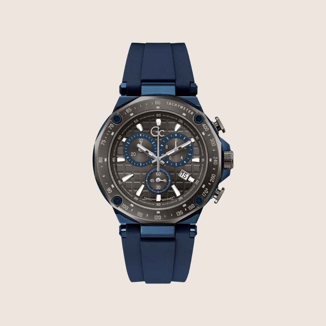 GC Men's Spirit Sport Chronograph Gunmetal Dial Blue Silicone Watch Y81006G5MF