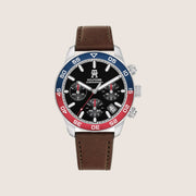 Tommy Hilfiger Men's Watch Black Chronograph Dial Brown Leather Strap 1792166