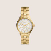 Fossil Women's Modern Sophisticate Gold Crystal Bracelet Day/Date Analogue Watch BQ3912