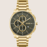 BOSS Men's Chronograph Brown Dial Gold-Tone Steel Bracelet Watch 1514190