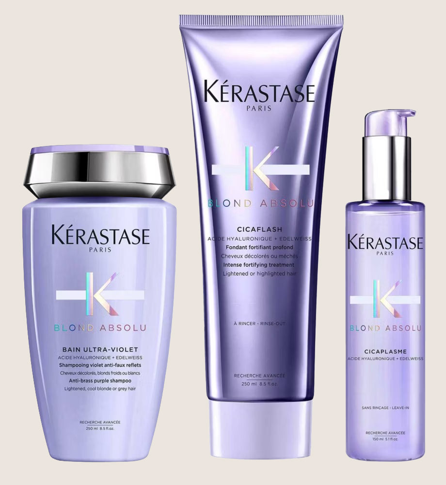 Kérastase Blond Absolu Shampoo, Conditioner and Hair Serum Set, Routine for Blonde Hair Cleansing Formula