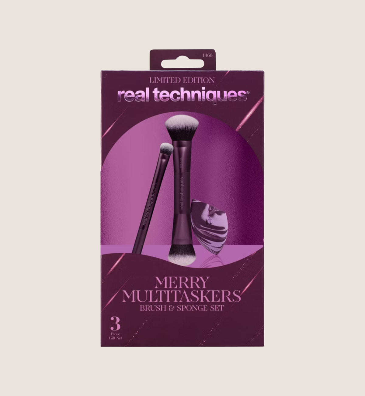 Real Techniques Snatched & Spirited Brush & Sponge 3 Piece Beauty Gift Set For Her