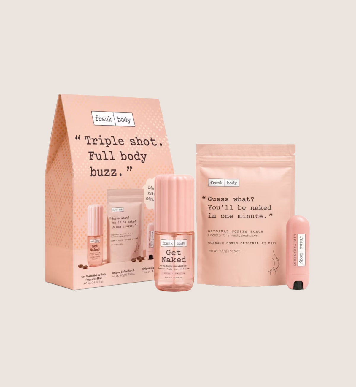 Frank Body Triple Shot Kit Bath & Body Gift Set For Her