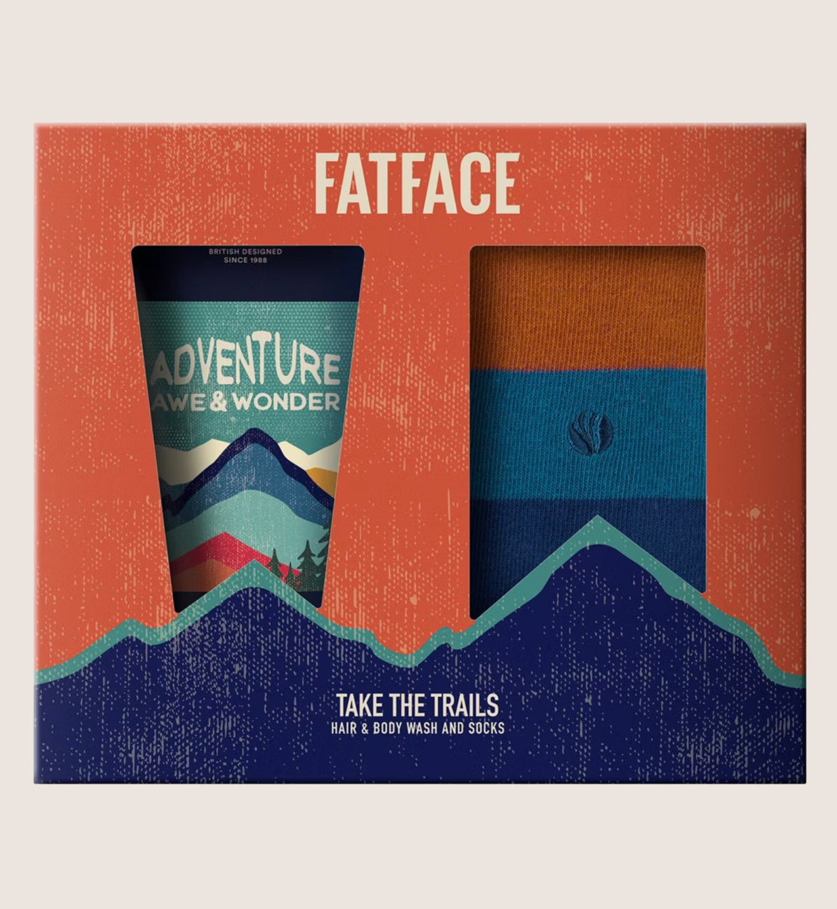 FatFace Take The Trails Wash & Socks Set Hair & Body Wash with Socks 150ml + socks