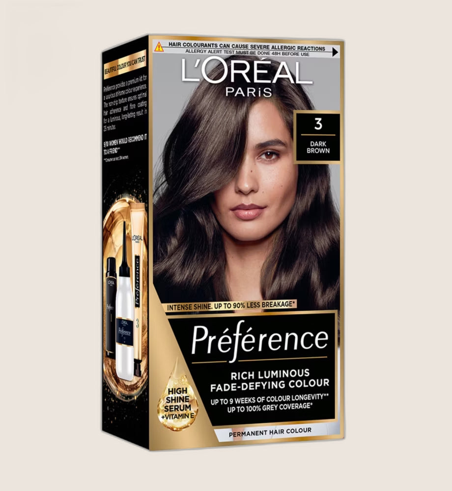 L'Oréal Paris Preference 3.0 Dark Brown Rich Luminous Fade-Defying Permanent Colour Recommended by 9/10 Women