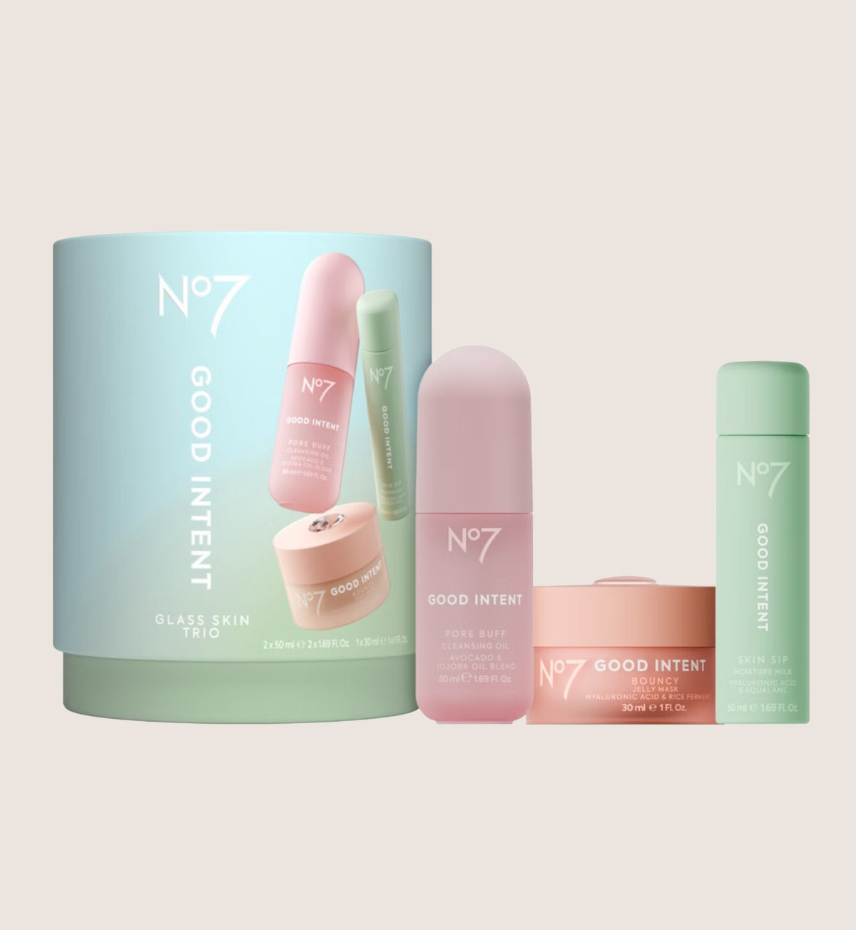 No7 Good Intent Glass Skin Trio Skincare Gift Set For Her